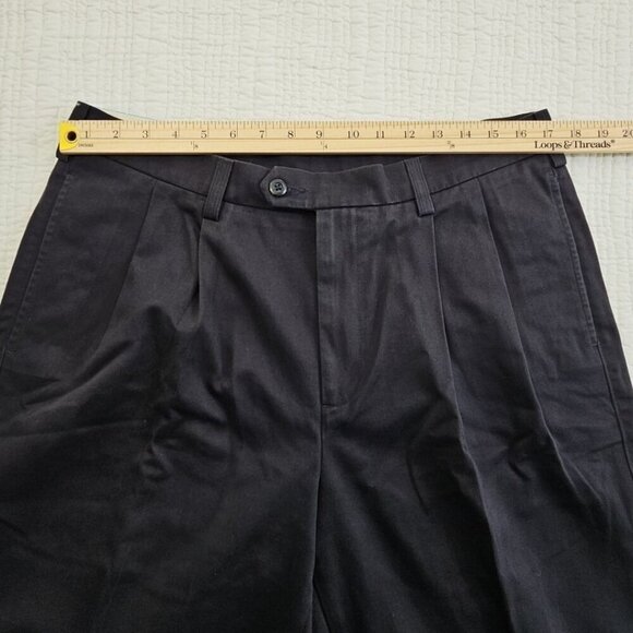 Savane Pleated Pants Men's 36x29 Dark Ink No Iron Comfort Waistband Pleated NWT - Picture 5 of 13